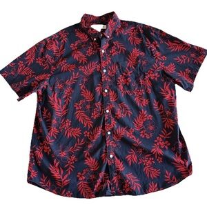 Old Navy Shirt Mens 2XL Floral Hawaiian Short Sleeve Button Up Stretch Resort